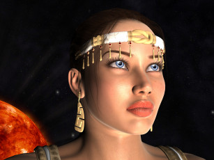 Картинка 3д+графика портрет+ portraits девушка взгляд фон