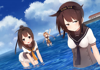 Картинка автор +akky+ akimi1127 аниме kantai+collection kancolle akizuki teruzuki hatsuzuki kantai collection