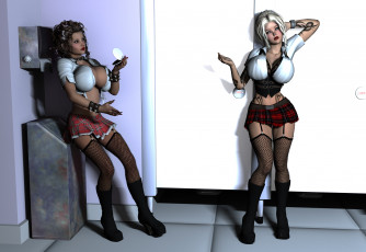 Картинка 3д+графика люди+ people девушки взгляд фон