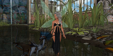 Картинка 3д+графика эльфы+ elves фея растения водоем дракон