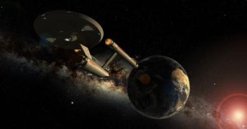 Картинка космос арт вселенная полет космический корабль звезды