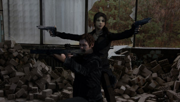 Картинка 3д+графика фантазия+ fantasy девушка взгляд фон оружие мужчина