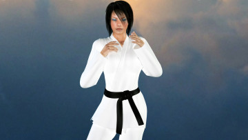 Картинка 3д+графика люди+ people кимоно фон взгляд девушка