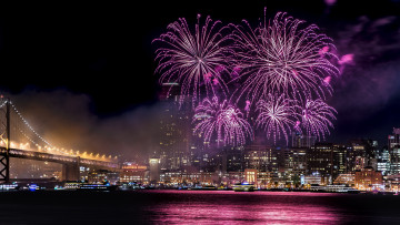 Картинка разное салюты +фейерверки ночь фейерверк