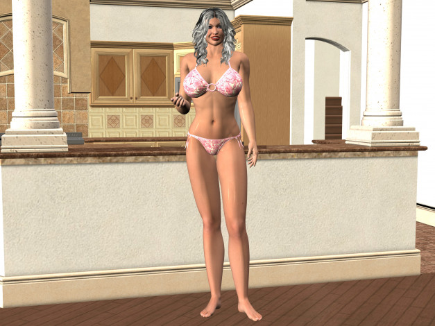 Обои картинки фото 3д графика, люди , people, девушка, взгляд, фон, интерьер