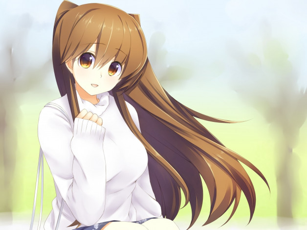 Обои картинки фото аниме, unknown,  другое, фон, взгляд, девушка