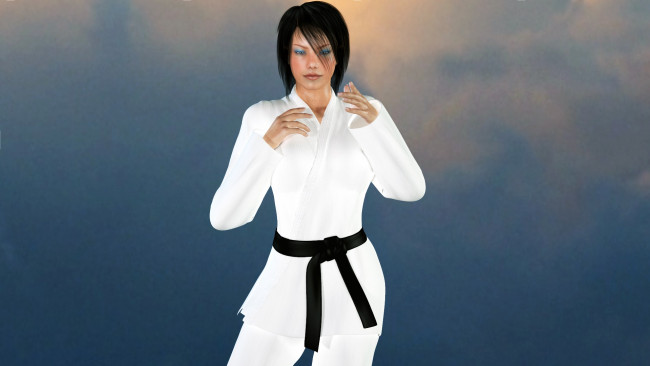 Обои картинки фото 3д графика, люди , people, кимоно, фон, взгляд, девушка