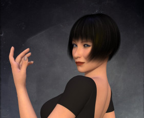 Картинка 3д+графика портрет+ portraits девушка взгляд фон