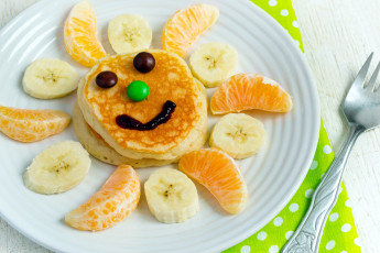 Картинка еда блины +оладьи оладьи банан апельсин десерт