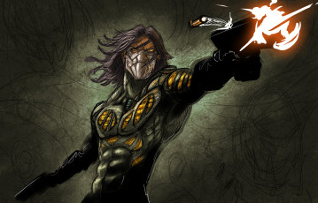 Картинка рисованное комиксы униформа фон мужчина пистолет