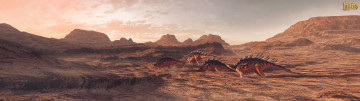 Картинка 3д+графика животные+ animals горы динозавры