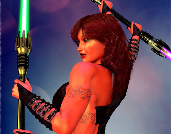 Обои картинки фото 3д графика, существа , creatures, девушка, взгляд, фон