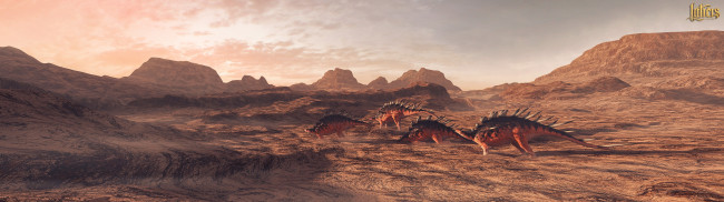 Обои картинки фото 3д графика, животные , animals, горы, динозавры