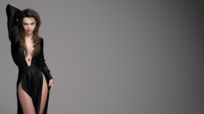 Обои картинки фото 3д графика, люди , people, девушка, взгляд, фон