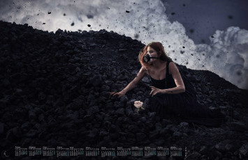 Картинка календари фэнтези респиратор 2018 девушка взгляд цветок