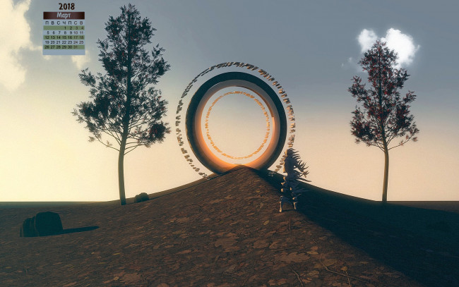 Обои картинки фото календари, фэнтези, 2018, деревья