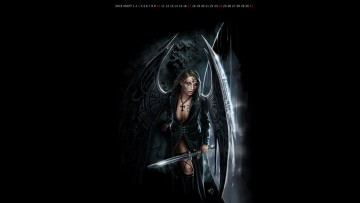 Картинка календари фэнтези оружие девушка крылья