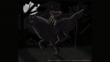 Картинка календари фэнтези волк ночь девушка