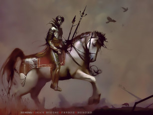 Картинка календари фэнтези 2020 животное конь лошадь всадник человек calendar