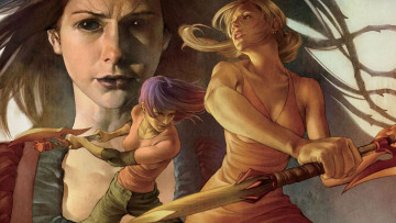 Картинка фэнтези _buffy +the+vampire+slayer поединок оружие баффи лицо девушки