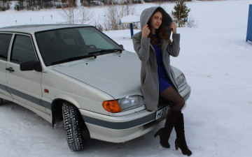 обоя автомобили, -авто с девушками, lada, 2114