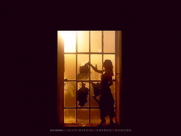 Обои картинки фото календари, фэнтези, девушка, разбито, стекло, calendar, 2020