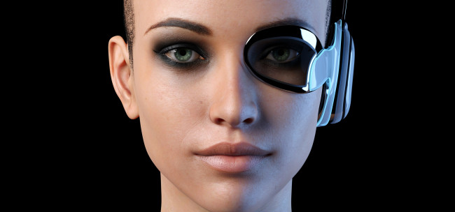 Обои картинки фото 3д графика, портрет , portraits, монокль, взгляд, фон, девушка