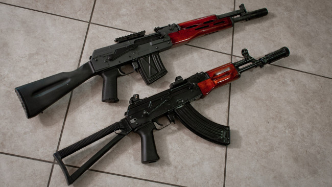 Обои картинки фото оружие, автоматы, сайга, и, ак