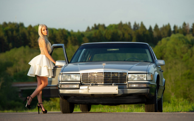 Обои картинки фото автомобили, -авто с девушками, cadillac, de, ville