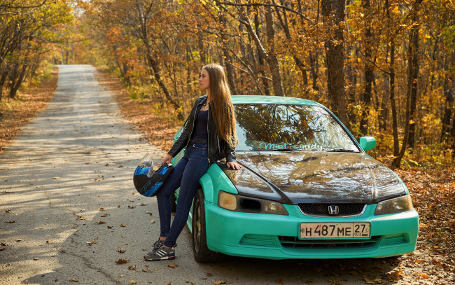 Обои картинки фото автомобили, -авто с девушками, honda, accord