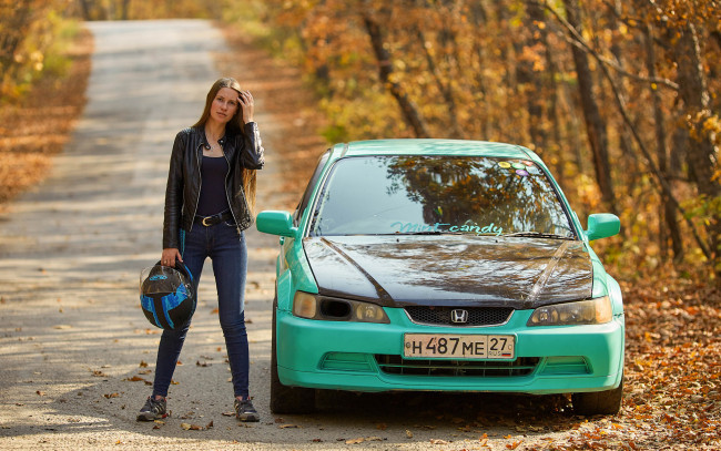 Обои картинки фото автомобили, -авто с девушками, honda, accord