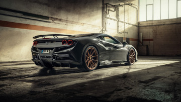 Картинка автомобили ferrari novitec f8 tributo 2021 ангар гиперкар вид сзади