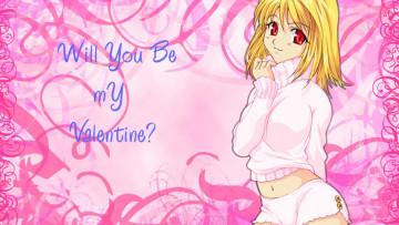 Картинка аниме день+святого+валентина девушка свитер шорты