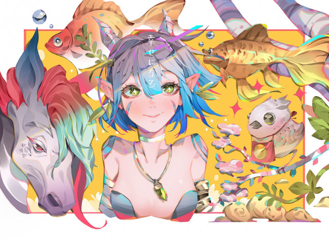 Обои картинки фото аниме, животные,  существа, девушка