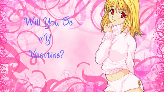Обои картинки фото аниме, день святого валентина, девушка, свитер, шорты