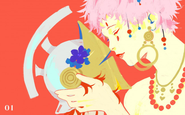 Обои картинки фото аниме, unknown,  другое , лицо, украшения, шлем