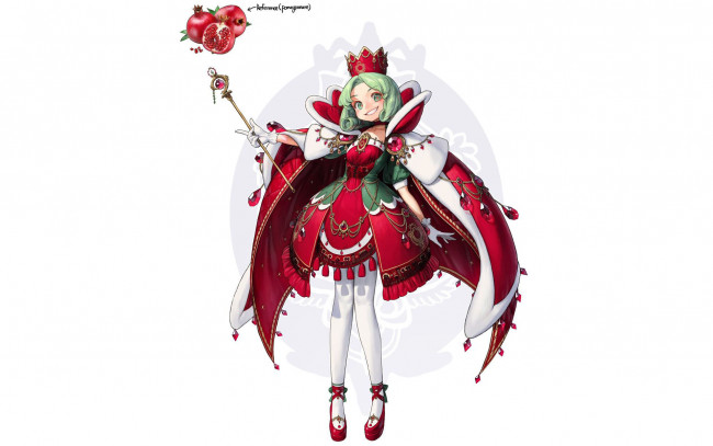 Обои картинки фото аниме, unknown,  другое , девочка, скипетр, мантия, корона