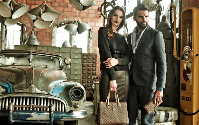 Обои картинки фото разное, мужчина женщина, natalia, bieganska, мужчина, машина, сумка