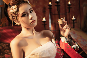 Картинка девушки -+азиатки азиатка украшения свечи