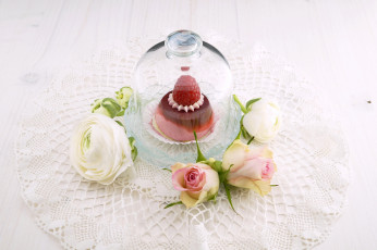 Картинка еда мороженое +десерты желе десерт малина розы ранункулюс