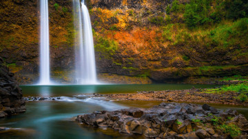 Картинка wailua+falls kauai+island hawaii природа водопады wailua falls kauai island