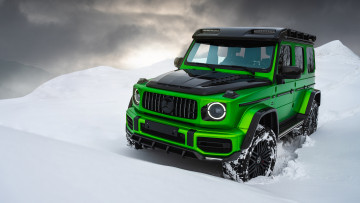 Картинка автомобили mercedes-benz amg g-63 inferno 4x4 suv green winter зима снег
