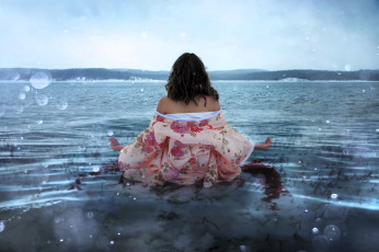 обоя ladybell, девушки, - креатив,  косплей, образ, косплей, наряд, костюм, кимоно, кровь, озеро