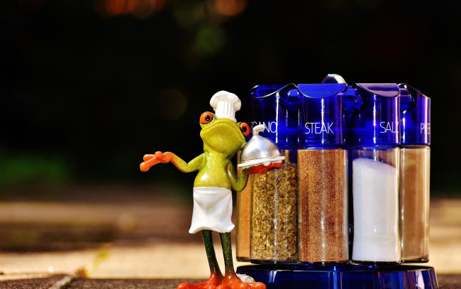 Обои картинки фото разное, компьютерный дизайн, лягушонок, повар, специи