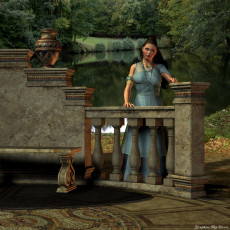 Картинка 3д графика people люди мост девушка