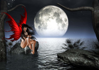 Картинка 3д графика elves эльфы девушка луна