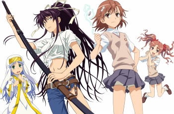 Картинка аниме toaru majutsu no index to aru misaka mikoto shirai kuroko kanzaki kaori