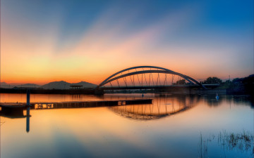 Картинка города мосты вечер мост река