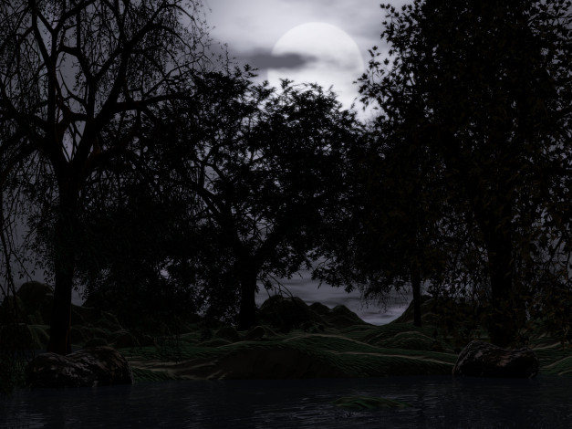 Обои картинки фото 3д, графика, nature, landscape, природа, вечер