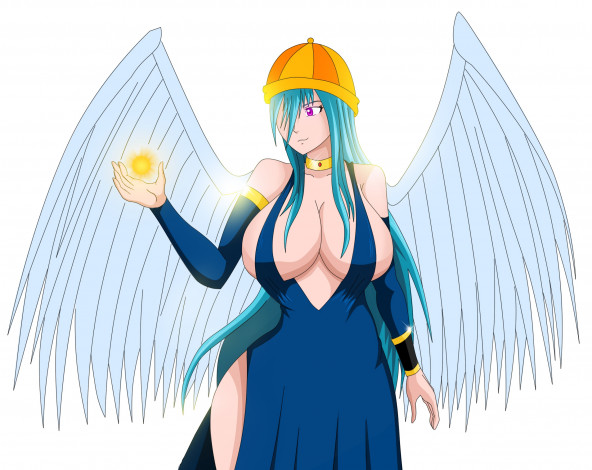 Обои картинки фото разное, арты, ангел, фон, взгляд, девушка